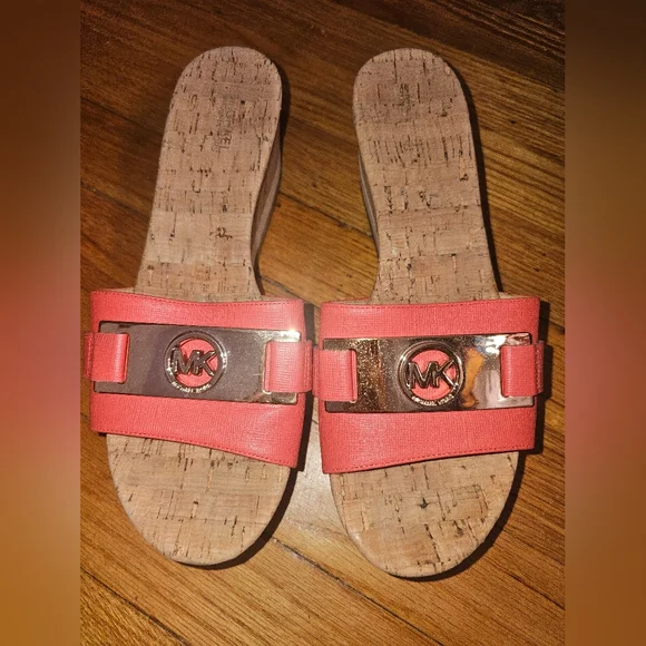 Michael Kors, Warren Platform Slide Cork Slip on Sandals with 3 inch heel. Sz 8 - Picture 2 of 8